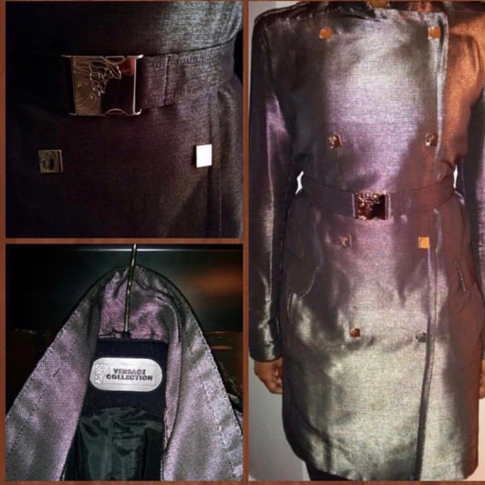 Authentic Versace metallic trench coat